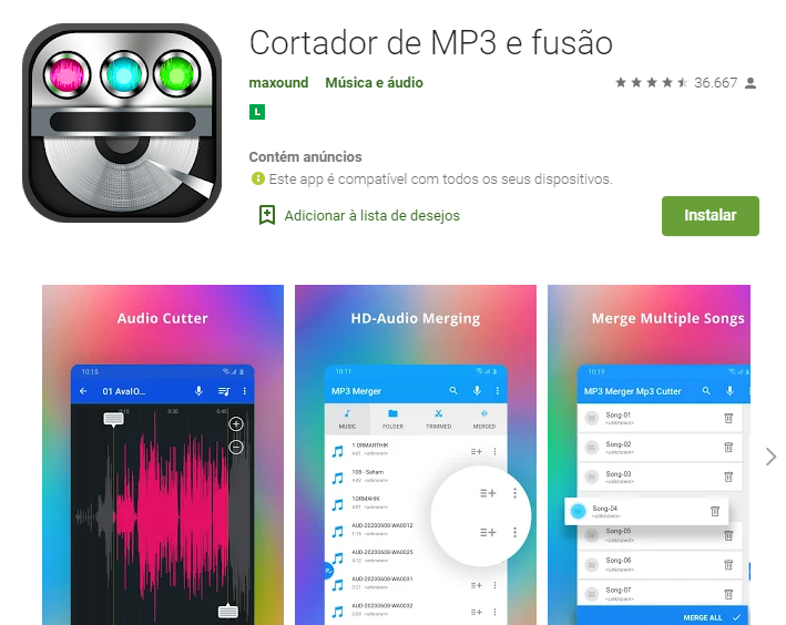 Aplicativo Para Juntar Músicas No Android / Fonte: Google Play