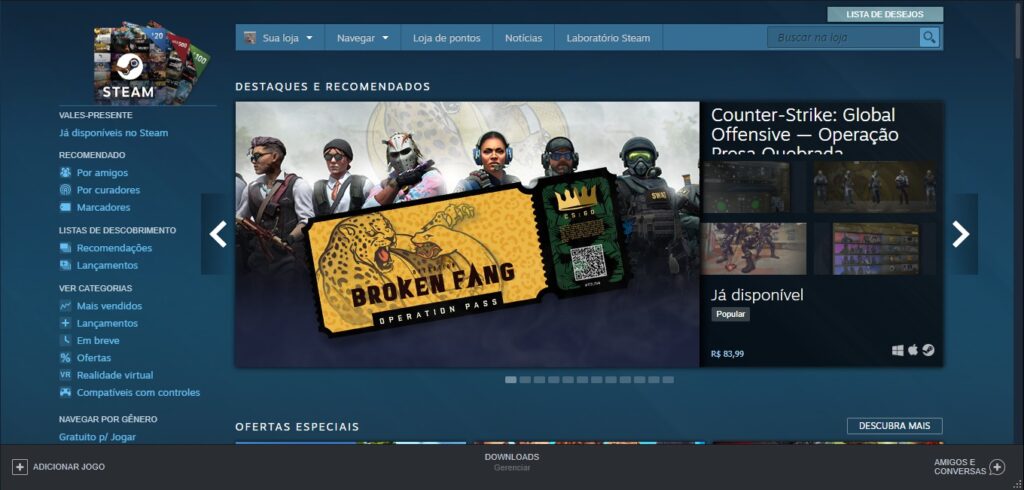 Programa Para Baixar Jogos No PC (Fonte: Captura de Tela do Aplicativo Steam)